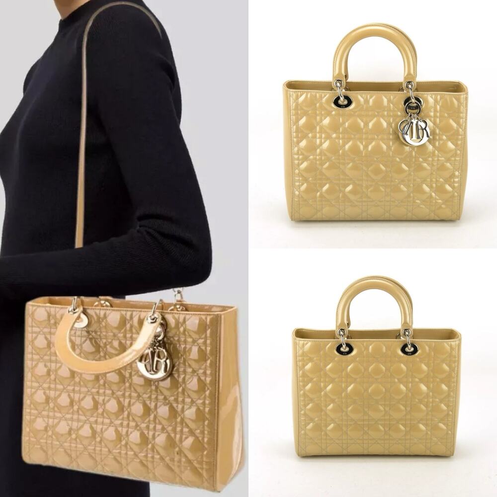 💎✨BEAUTIFUL✨💎Authentic Christian Lady Dior Large Patent Leather Shoulder bag